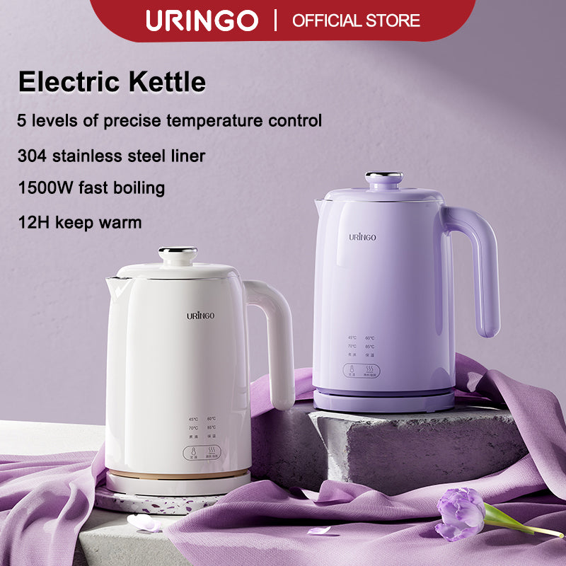 URINGO Electric Kettle 304 Stainless Steel NTC Temperature Sensor Kettle (1.5L)