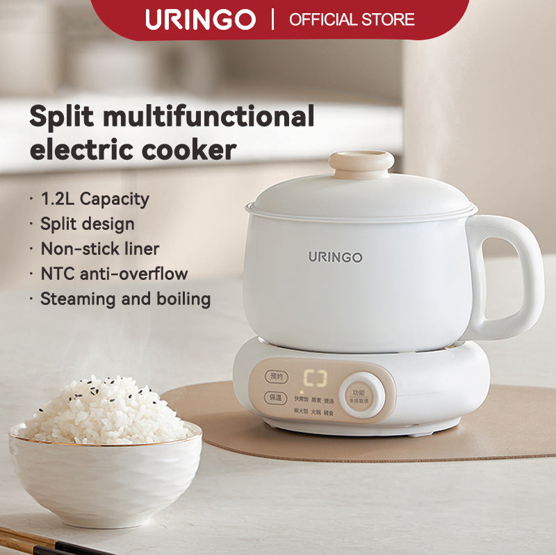 URINGO Electric Multi-Cooker Split Type Hot Pot Cooking Household Student Dormitory Frying Pan(1.2L)