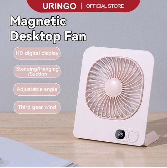URINGO Desk Fan Portable Rechargeble Magnetic Wireless Standing Hanging Adjustable Angle(1200mAh)
