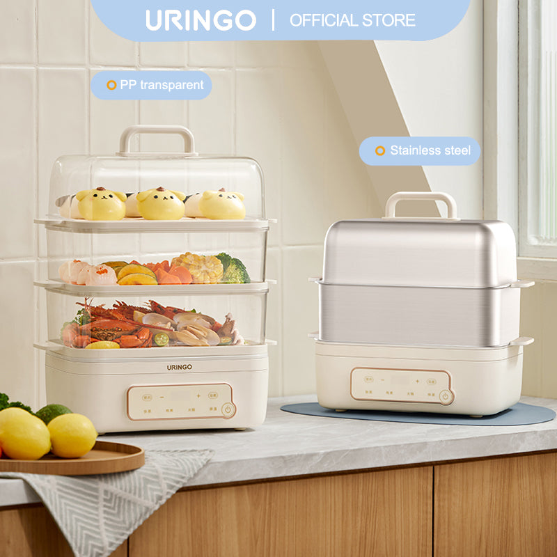 URINGO Electric Steamer Multifunctional Breakfast Cooker Appointment and Keep Warm Household 3 Layer